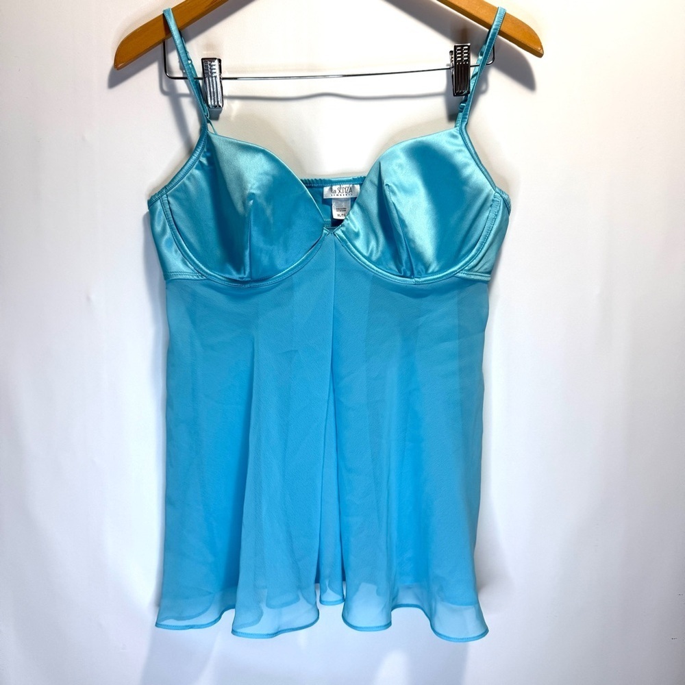 La SENZA Vintage Y2K Teal Babydoll Lingerie Top XLarge